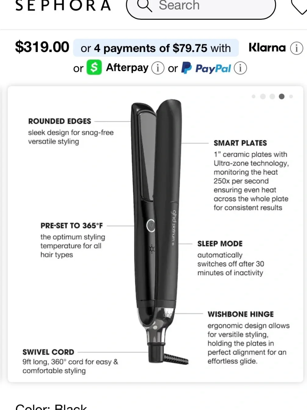 ghd Black Ceramic Hair Straightener - 1